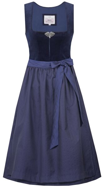 Dirndl lang 70cm Mönchsroth marine blau dunkelblau Samt Marjo
