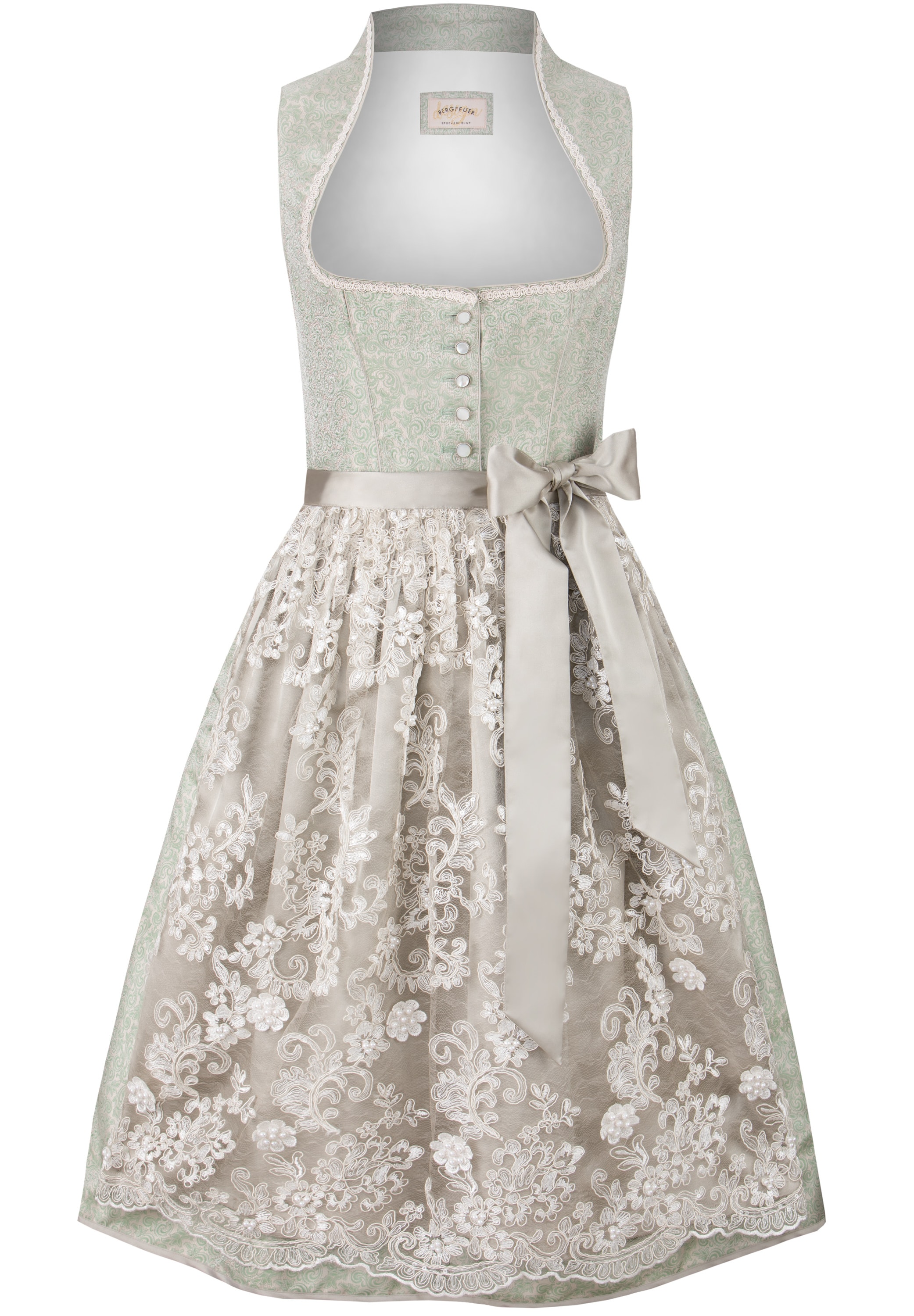 Tablier Dirndl Stockerpoint Femme - Tablier Coton Fleurs Blanches 95cm Pour Dirndl Akina Amber Zenta