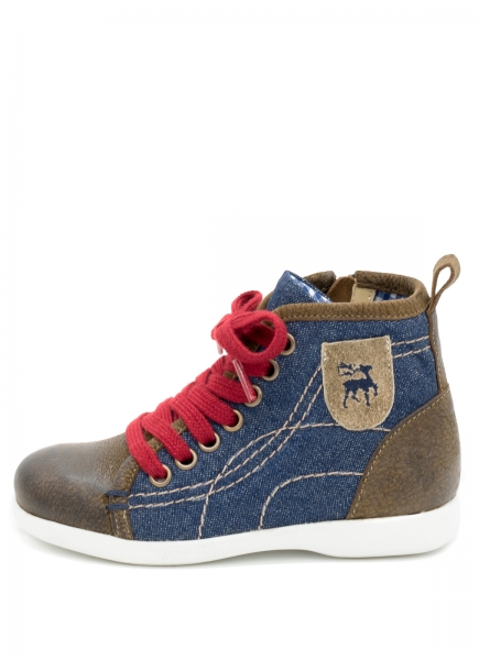 B-Ware /2. Wahl Kinder Sneaker Iltis blau braun Canvas/Nubuk gespeckt denim/rustik Spieth &amp; Wensky