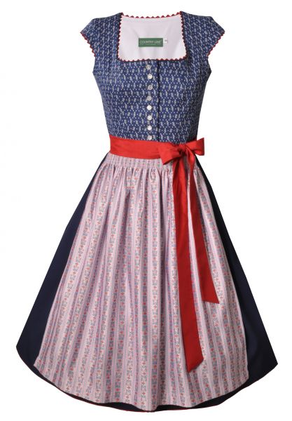 Dirndl Designerdirndl midi 70 cm Schönficht blau weiß rot Stretch Country Line