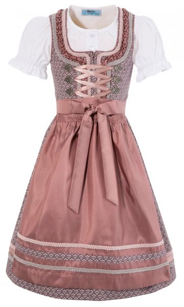 B-Ware / 2. Wahl - Kinderdirndl Jugenddirndl Set Vroni rosenholz Trachtenset 3-tlg. Marjo