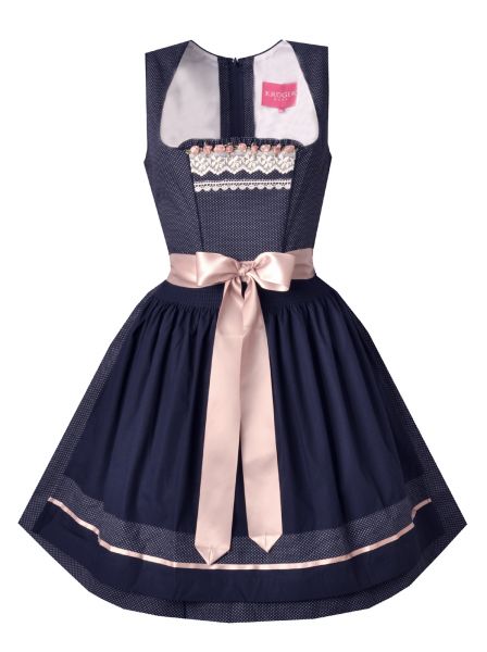 Dirndl mini 50 cm Marina dunkelblau altrosa Krüger