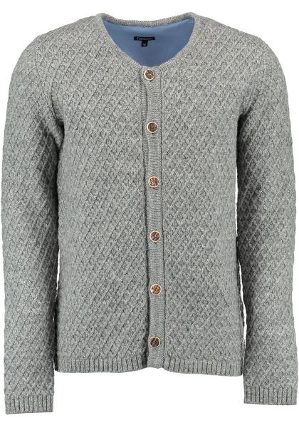 YOUTHUP Herren Strickjacke Mit Fleece-Futter - Winter Cardigan Hellgrau
