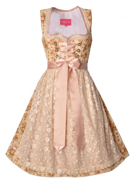 Dirndl mini 57cm Scheckenhausen Rosen creme apricot Krüger