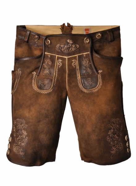 Lederhose Trachtenhose kurz Falkenstein antik ziller mit Träger Country Maddox