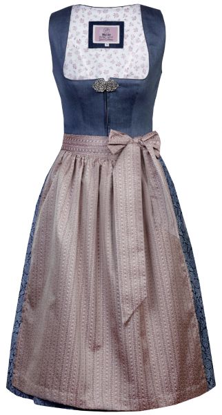 Dirndl midi 68 cm Doreen blau dunkelblau mauve altrose Marjo