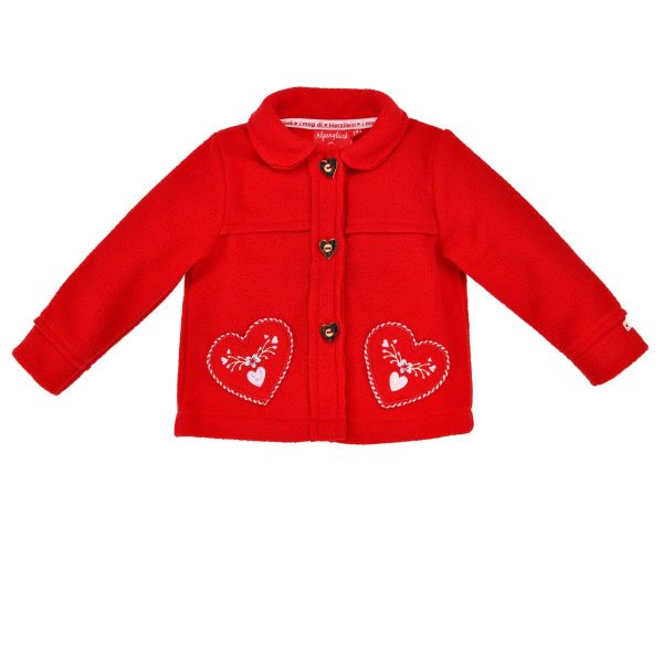 Kinder Trachten Fleecejacke "Herzilein" Alpenglück rot Bondi