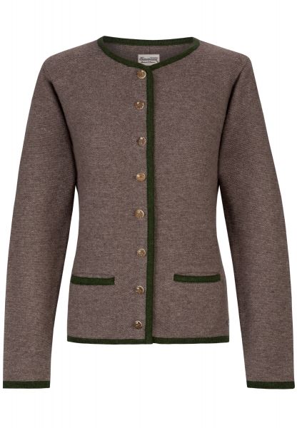 B-Ware / 2. Wahl - Trachten Strickjacke Caro trüffel braun moosgrün Stockerpoint
