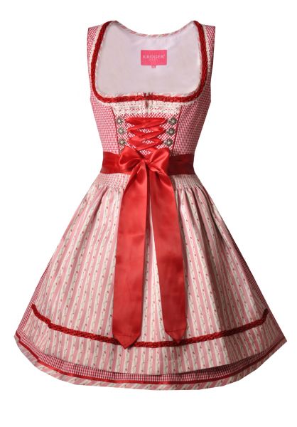 Dirndl mini 50 cm Zachenöd rot Karo Krüger