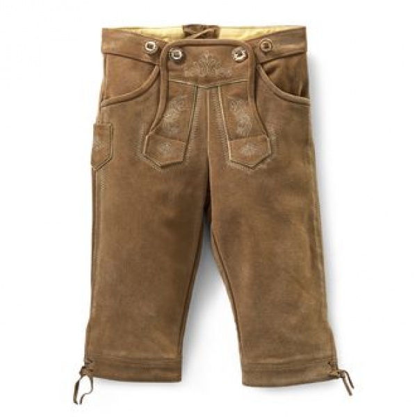 Kinder Lederhose Klausi hasel/braun Velour Maddox