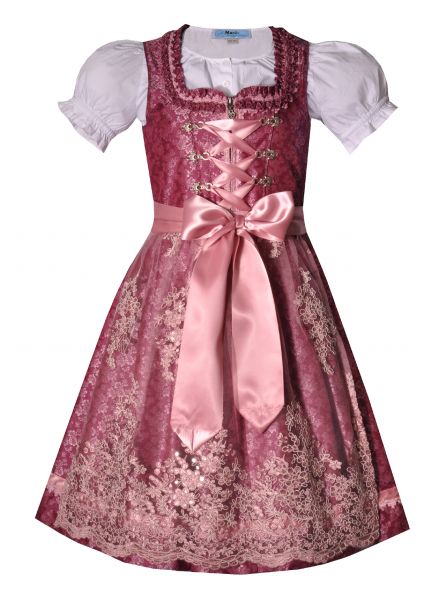 Kinderdirndl Jugenddirndl Caro Kids berry pink rosa Trachtenset 3 tlg. Marjo