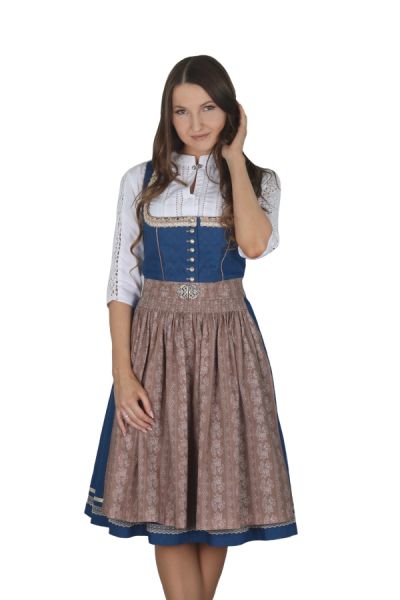 Dirndl midi 60 cm Herrenstetten blau taupe braun Fuchs