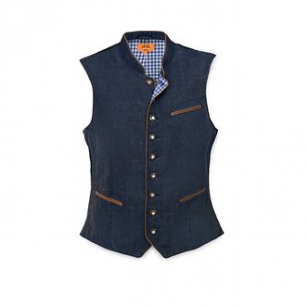 Kinder Trachtenweste Oliver Kid marine blau Leinen Maddox