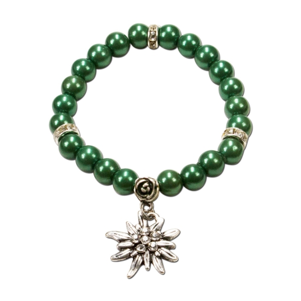 Trachten Armband Segnitz Edelweiß grün Wachsperlen