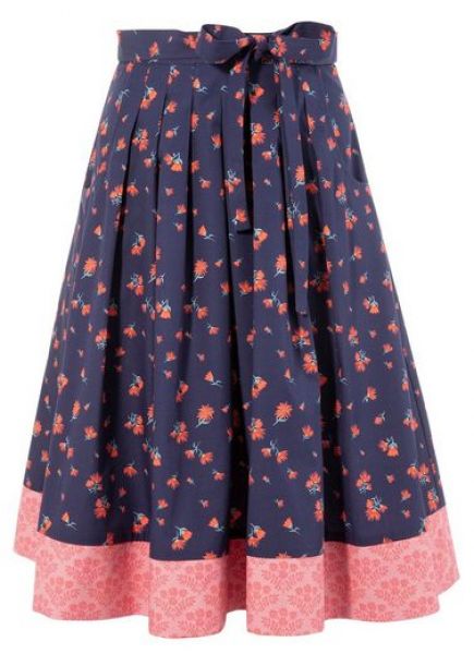 B-Ware / 2. Wahl - Trachtenrock 67cm Arnstorf blau rosa Naber Collections