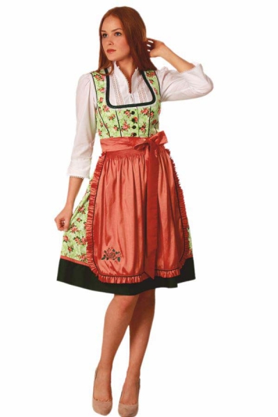 Dirndl midi 60 cm Hirschaid hellgrün/lachs Fuchs