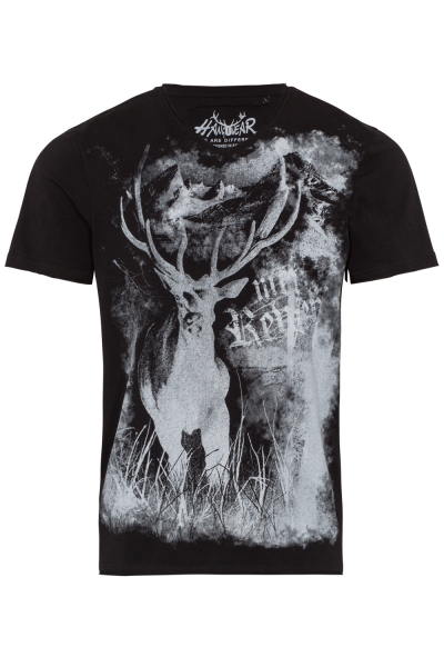 Herren Trachtenshirt Elton Hirsch schwarz Hangowear