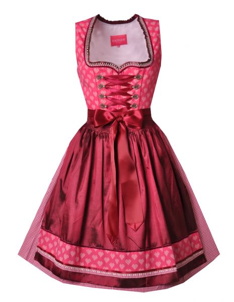 Dirndl mini 58 cm Triefelden pink weinrot weiß Krüger Madl