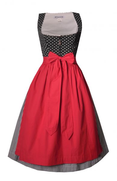 Dirndl midi 60 cm Gfeichtet schwarz rot Hannah Collection
