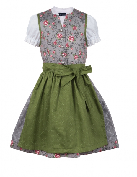 Kinderdirndl Schwabbruck grau grün Trachtenset 3-tlg.