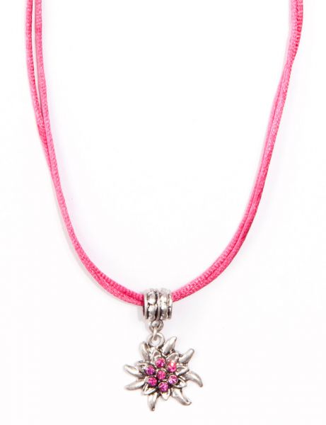 Dirndlkette Edelweiß pink