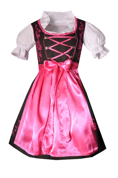 B-Ware / 2. Wahl - Dirndl midi 60cm Großthann schwarz pink Set Gaudi Leathers