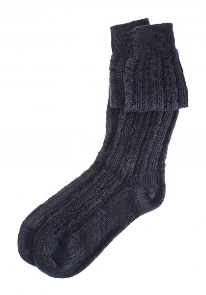 Trachtenkniestrumpf Socken dunkelblau Zopfmuster Lusana