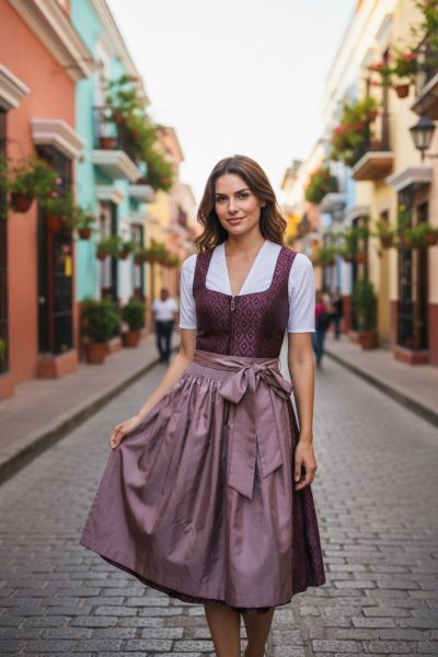 Dirndl midi 70 cm Pippenhof lila Bergweiss