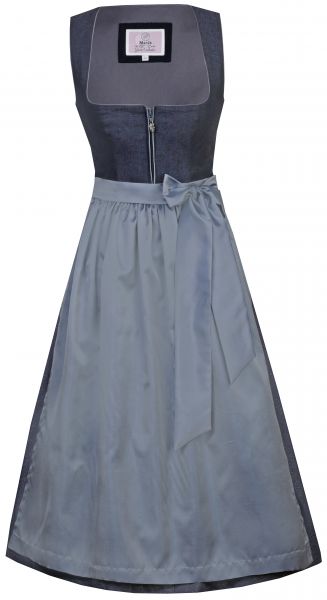 Dirndl lang 75 cm Gusta nachtblau blau Leinenmieder Marjo
