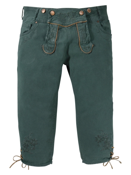 B-Ware / 2. Wahl Trachtenjeans Ovida Kniebund tanne dunkelgrün coated Hangowear