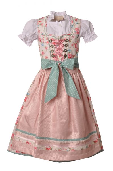 Kinderdirndl Set Sendlmeier creme geblümt Trachtenset 3-tlg. Krüger Kids