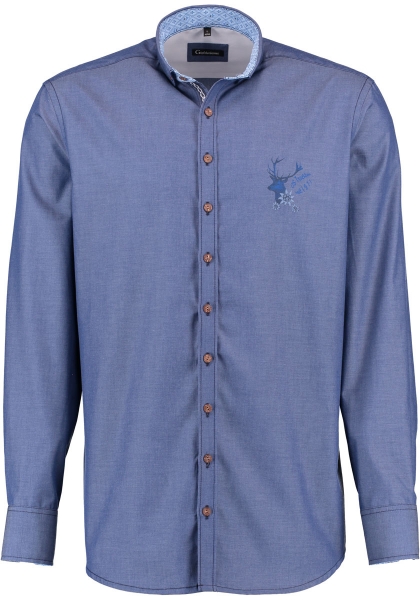Trachtenhemd Röllbach marine blau Gipfelstürmer Langarm Slim Fit OS Trachten