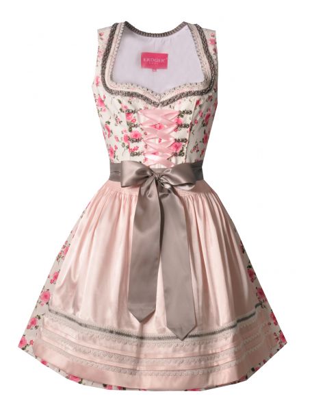 Dirndl mini 50 cm Salksdorf creme rosa Rosen Krüger Madl
