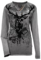 Herren Longsleeve Elvis Hirsch grau Hangowear  Herren Longsleeve Elvis Hirsch grau Hangowear