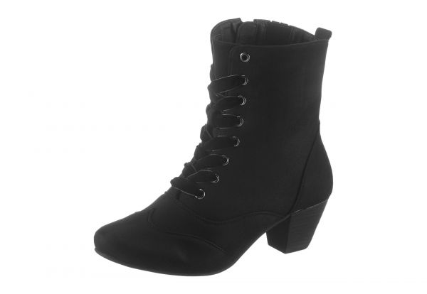 B-Ware / 2. Wahl - Trachten Stiefelette Runding schwarz mit Schnürung Hirschkogel