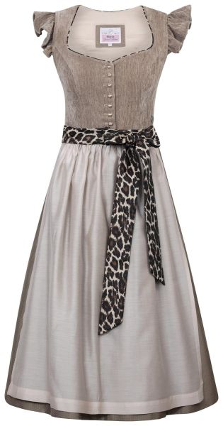 Dirndl lang 75 cm Oberhofen sand Leo Samt Flügelarm Marjo