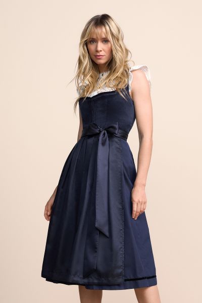 Samtdirndl midi 70 cm Elenora marine blau Krüger Madl