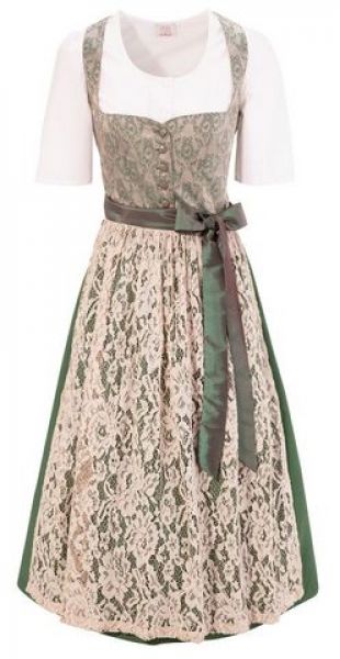 B-Ware / 2. Wahl - Dirndl midi 65cm Viertelsbach grün beige Tachtenset 3-tlg. Naber Collection