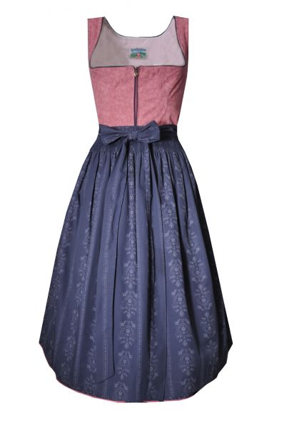 Dirndl midi 70 cm Berta blau rosa 2tlg. Turi Landhaus