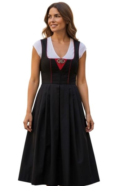 Dirndl Gastrodirndl lang 84 cm Arnbuch schwarz rot OHNE SCHÜRZE Krüger