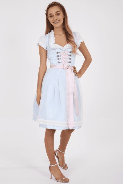 B-Ware / 2. Wahl Dirndl midi 60 cm Mariposa hellblau blau Krüger