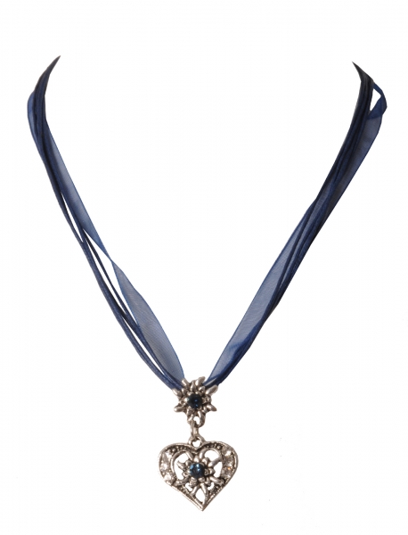 Dirndlkette Trachtenkette Lauterhofen blau Herz und Edelweis v. Wolkenweis