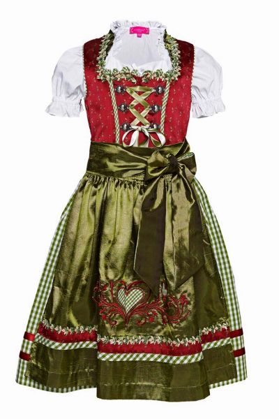 Kinderdirndl Zeynep rot/grün Trachtenset 3tlg. Krüger