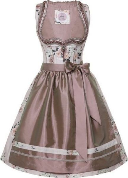 B-Ware / 2. Wahl - Dirndl mini 58 cm Claire altrosa geblümt Marjo