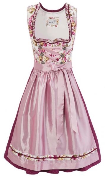 Dirndl midi 58 cm Zieglstadl creme rosa rot geblümt Marjo