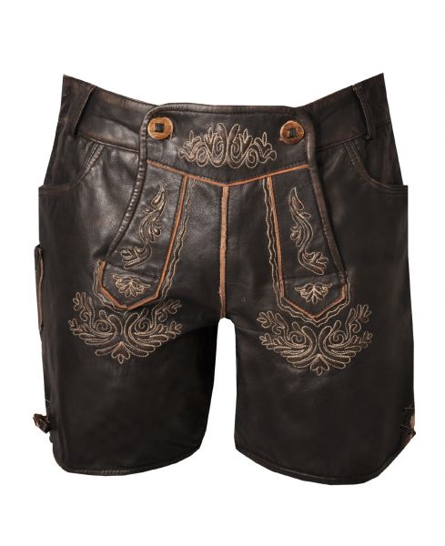 Trachtenlederhose Short kurz Walkmühle dunkelbraun braun