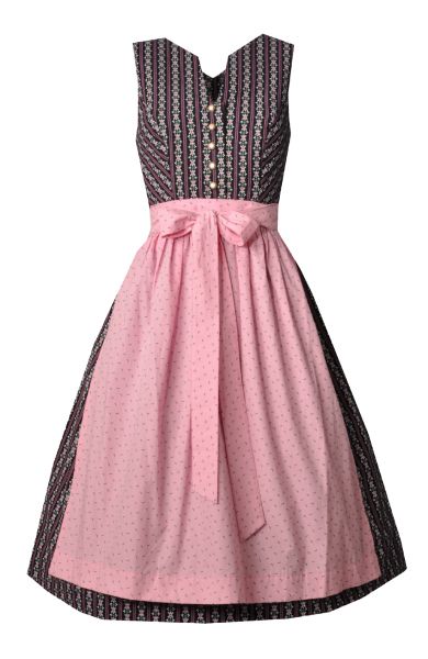 Dirndl midi 70 cm Niederlucken schwarz rosa Hannah Collection