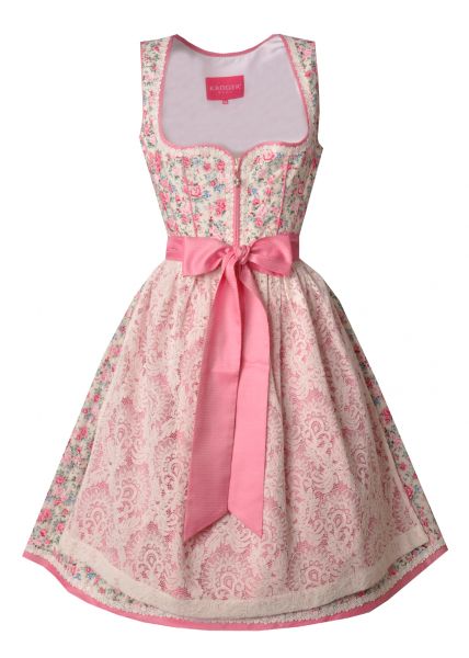 Dirndl midi 60 cm Schachtenmann rosa Rosen Krüger Madl