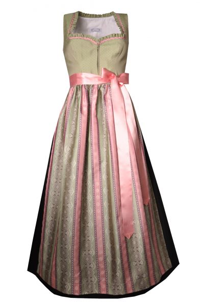 Dirndl Designerdirndl lang 94cm Kleinkarolinenfeld grün rosa Hannah Collection