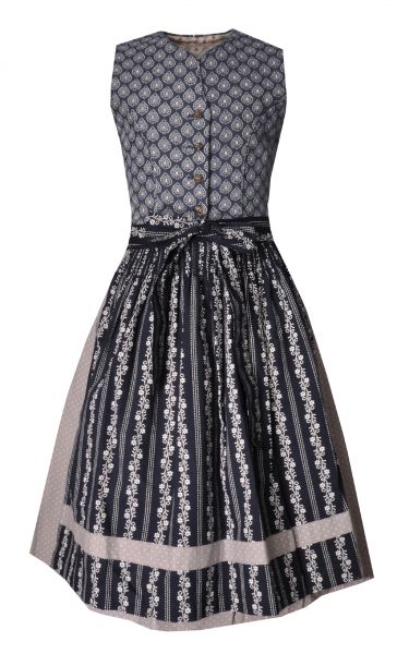 Kinderdirndl Weiherweber Kid Blau Grau Leinen Baumwolle Almsach